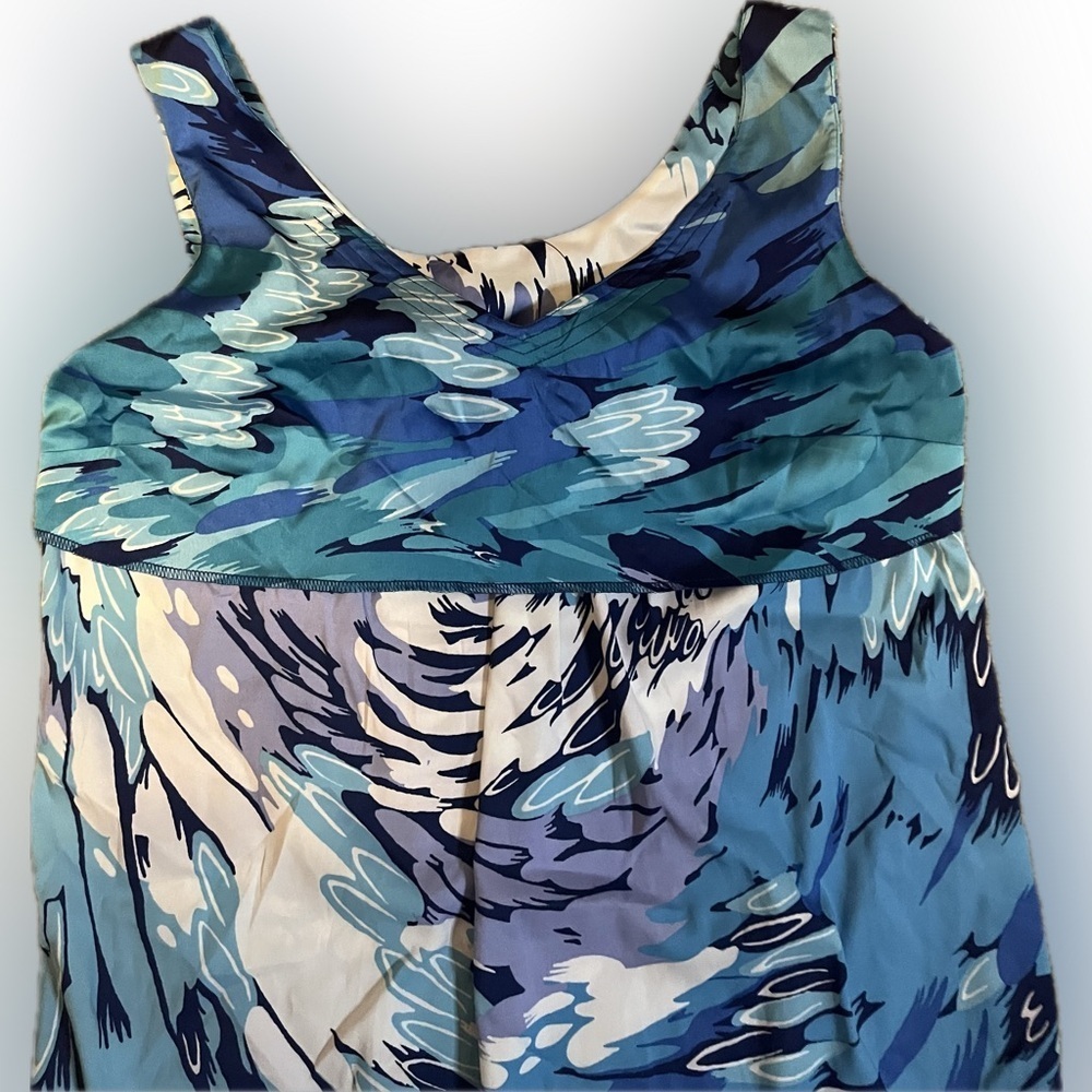 Nicole Miller Blue Abstract Patterned Tank Top Medium - Picture 9 of 13